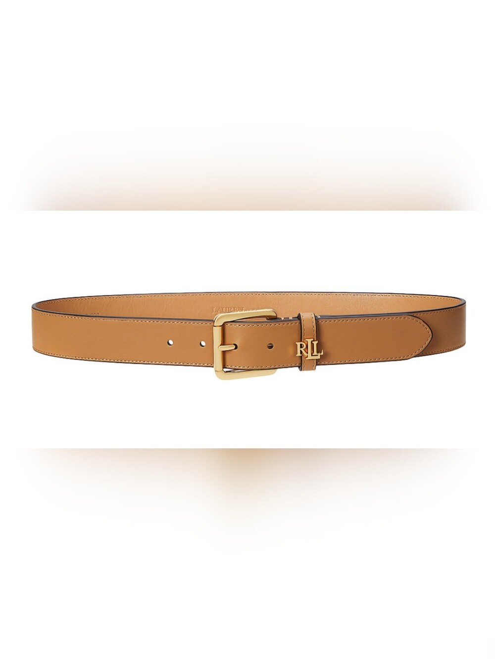 NWT Women's Lauren Ralph Lauren Logo-Keeper Leather Skinny Belt Size L